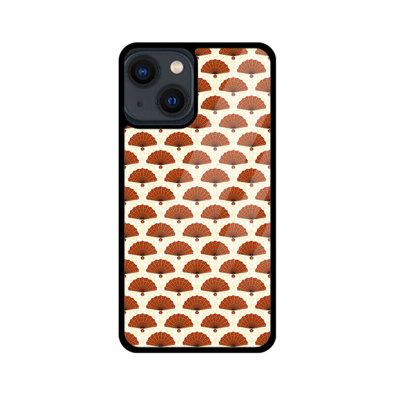White And Red Asian Chinese Traditional Hand Fan Pattern Phone Case