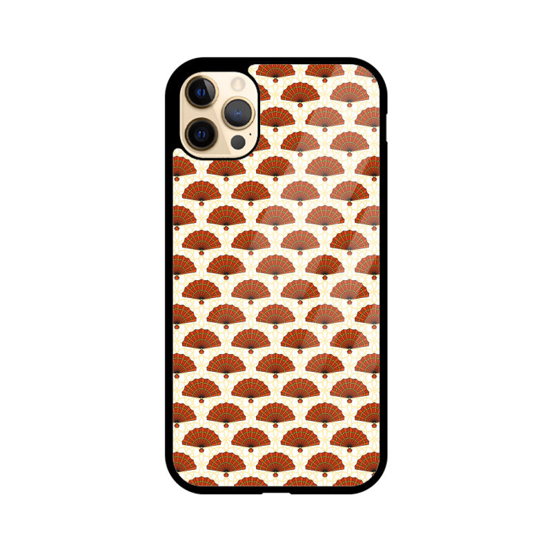 White And Red Asian Chinese Traditional Hand Fan Pattern Phone Case