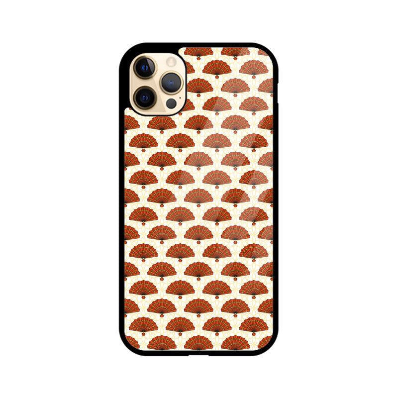 White And Red Asian Chinese Traditional Hand Fan Pattern Phone Case