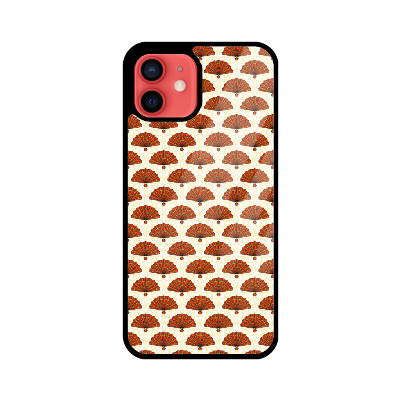 White And Red Asian Chinese Traditional Hand Fan Pattern Phone Case