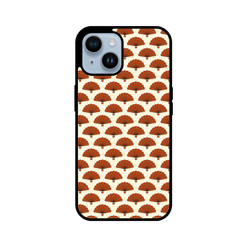 White And Red Asian Chinese Traditional Hand Fan Pattern Phone Case