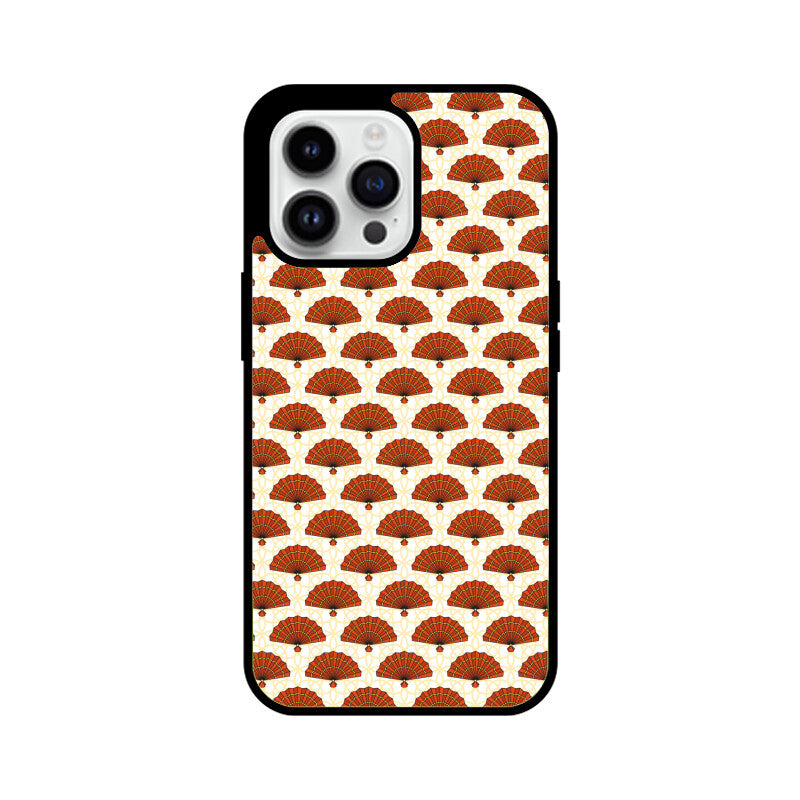 White And Red Asian Chinese Traditional Hand Fan Pattern Phone Case