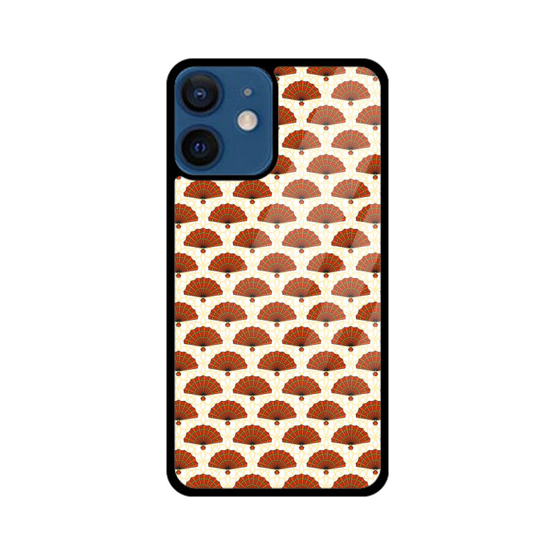 White And Red Asian Chinese Traditional Hand Fan Pattern Phone Case