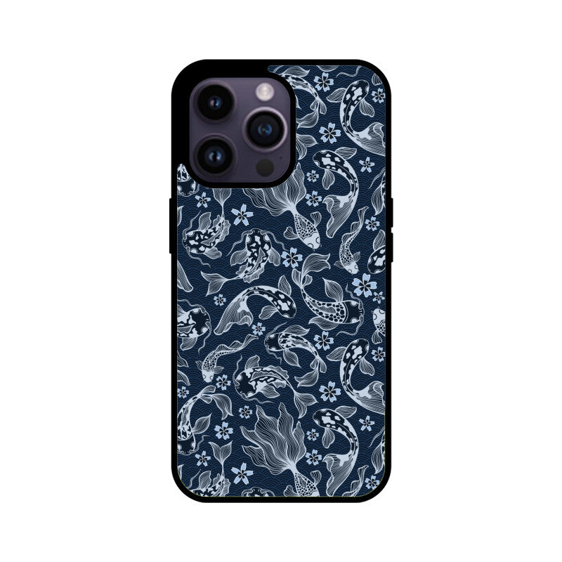 Blue Japanese Carp Koi Fish Detailed Seamless Pattern Phone Case