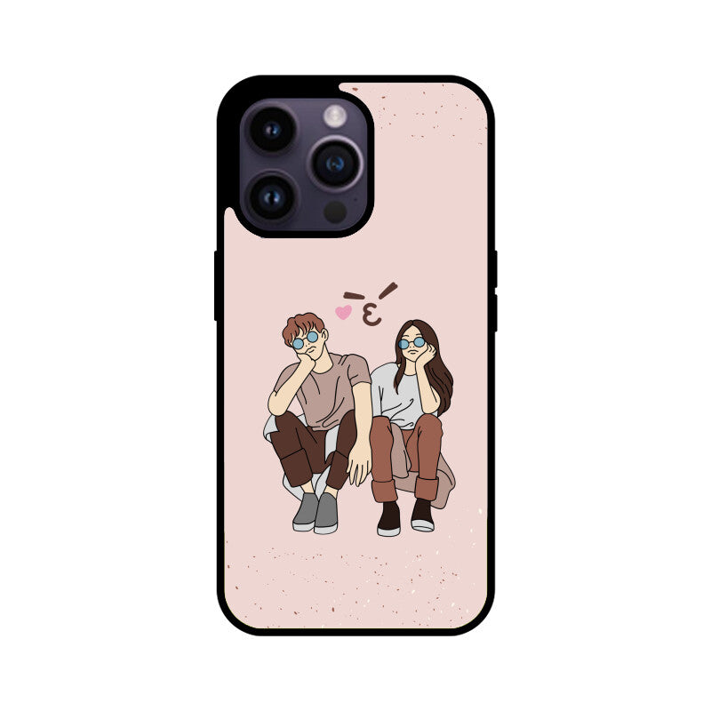 Minimal Pink & Brown Romantic Couple Phone Case