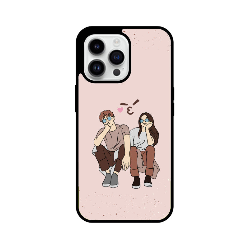 Minimal Pink & Brown Romantic Couple Phone Case