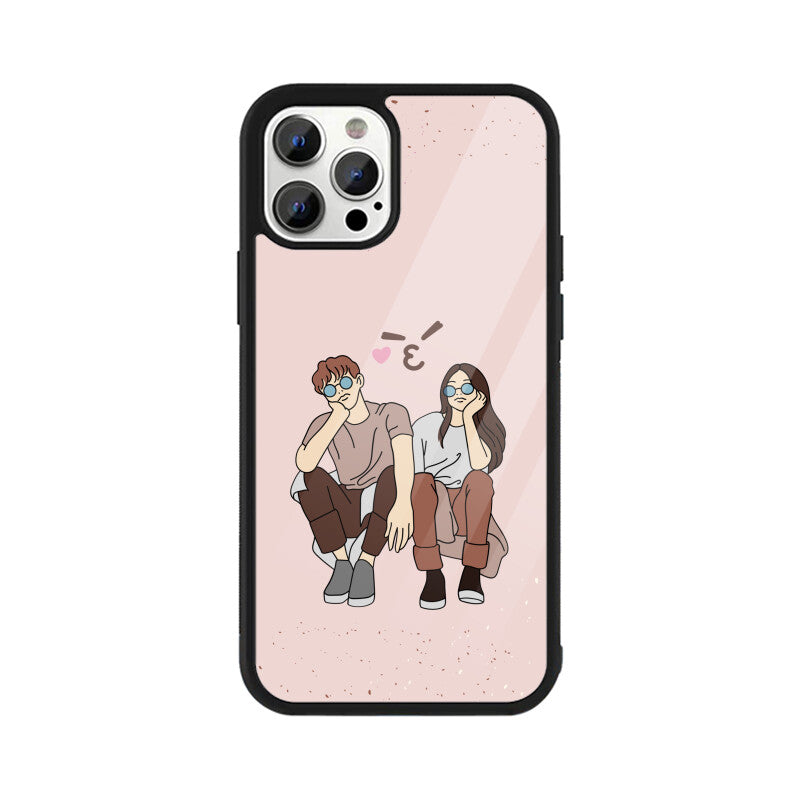 Minimal Pink & Brown Romantic Couple Phone Case