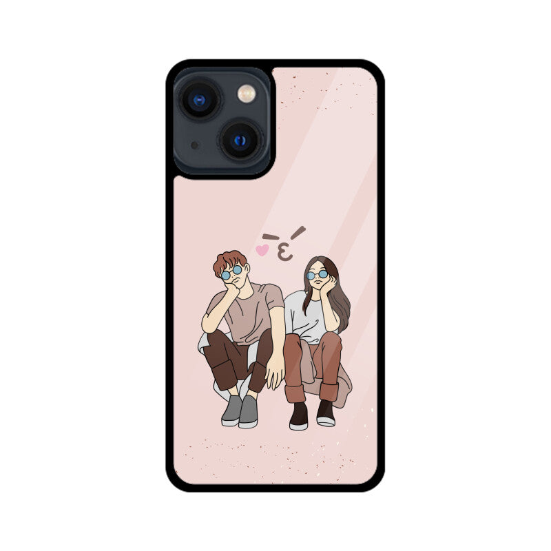 Minimal Pink & Brown Romantic Couple Phone Case