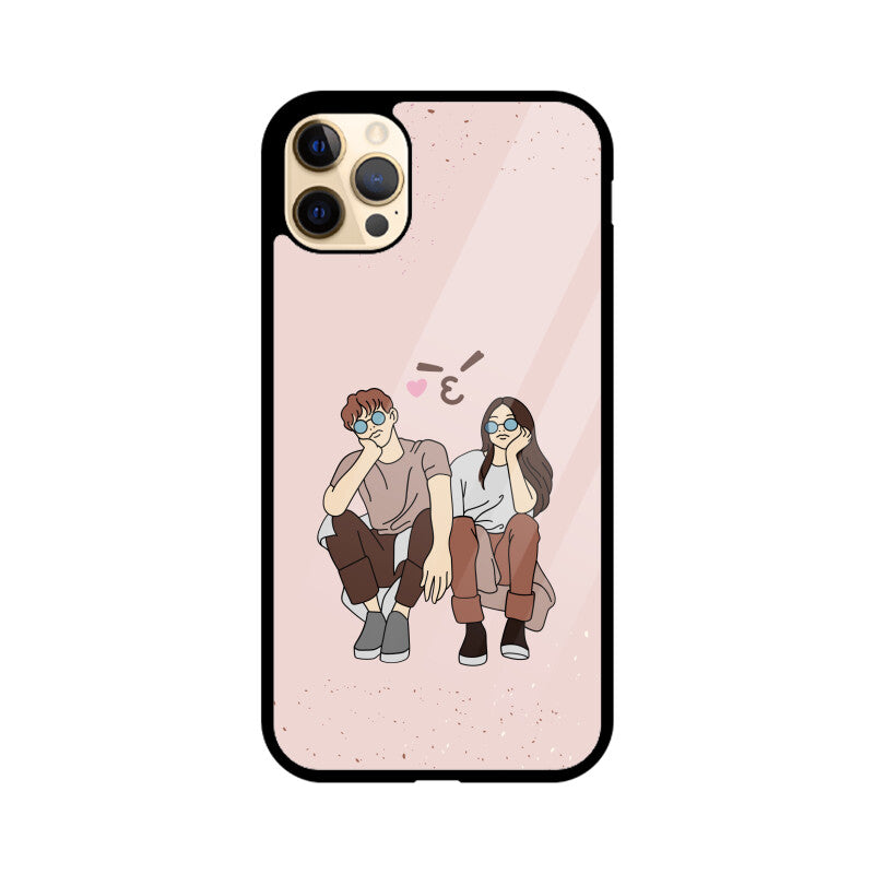 Minimal Pink & Brown Romantic Couple Phone Case