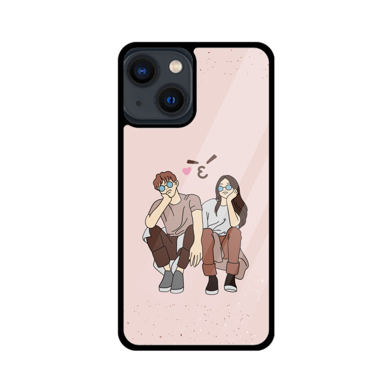 Minimal Pink & Brown Romantic Couple Phone Case