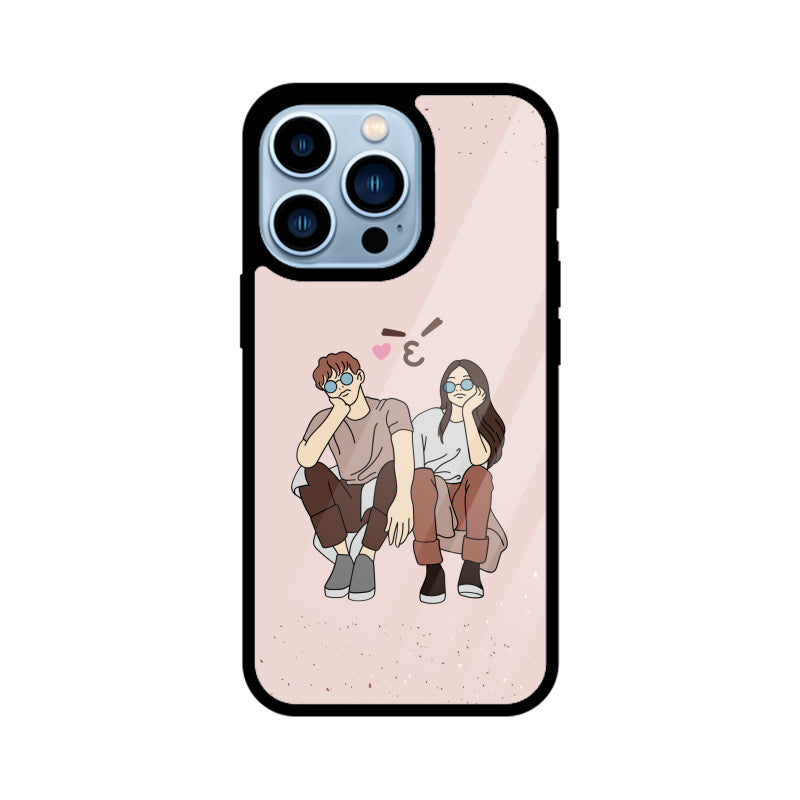 Minimal Pink & Brown Romantic Couple Phone Case