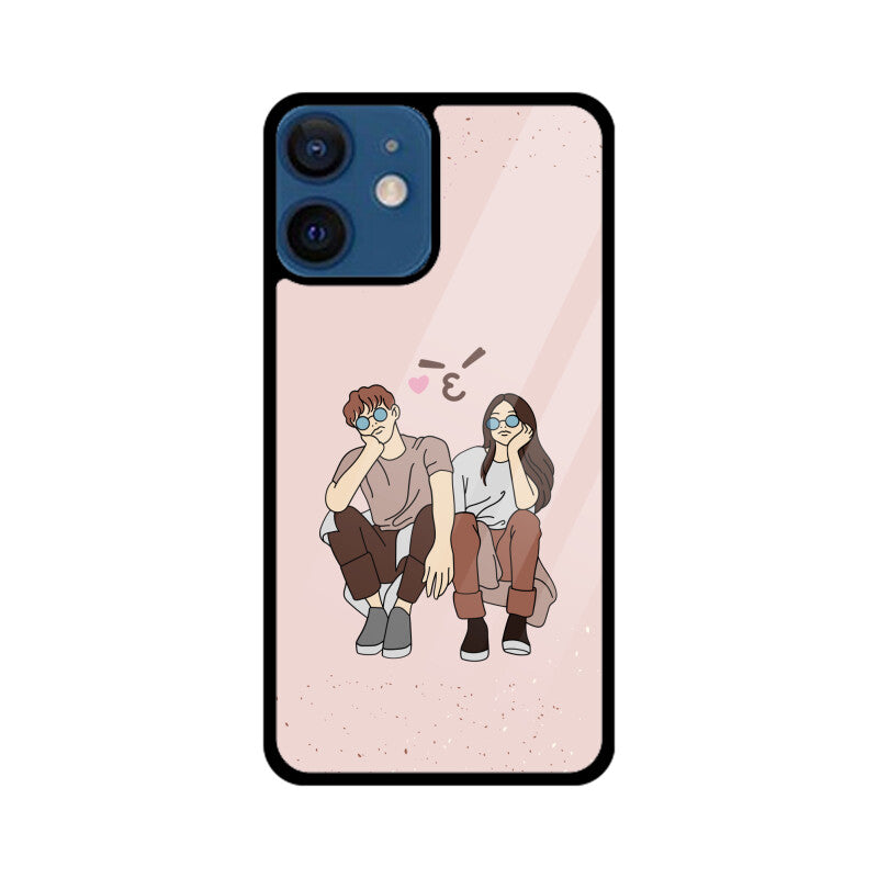 Minimal Pink & Brown Romantic Couple Phone Case