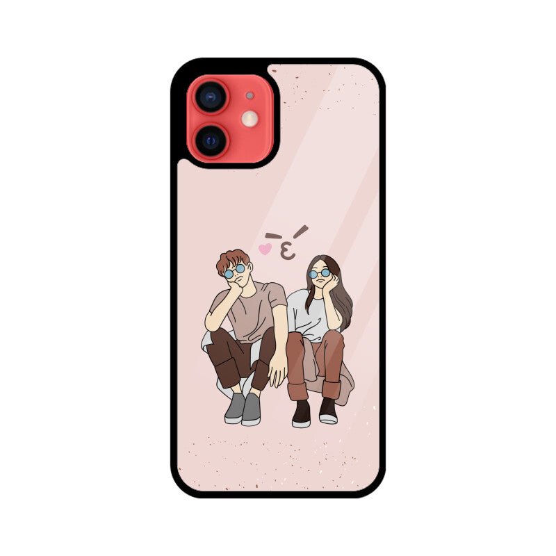 Minimal Pink & Brown Romantic Couple Phone Case