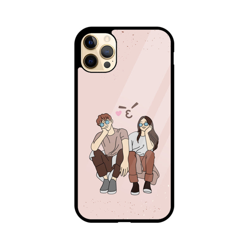 Minimal Pink & Brown Romantic Couple Phone Case