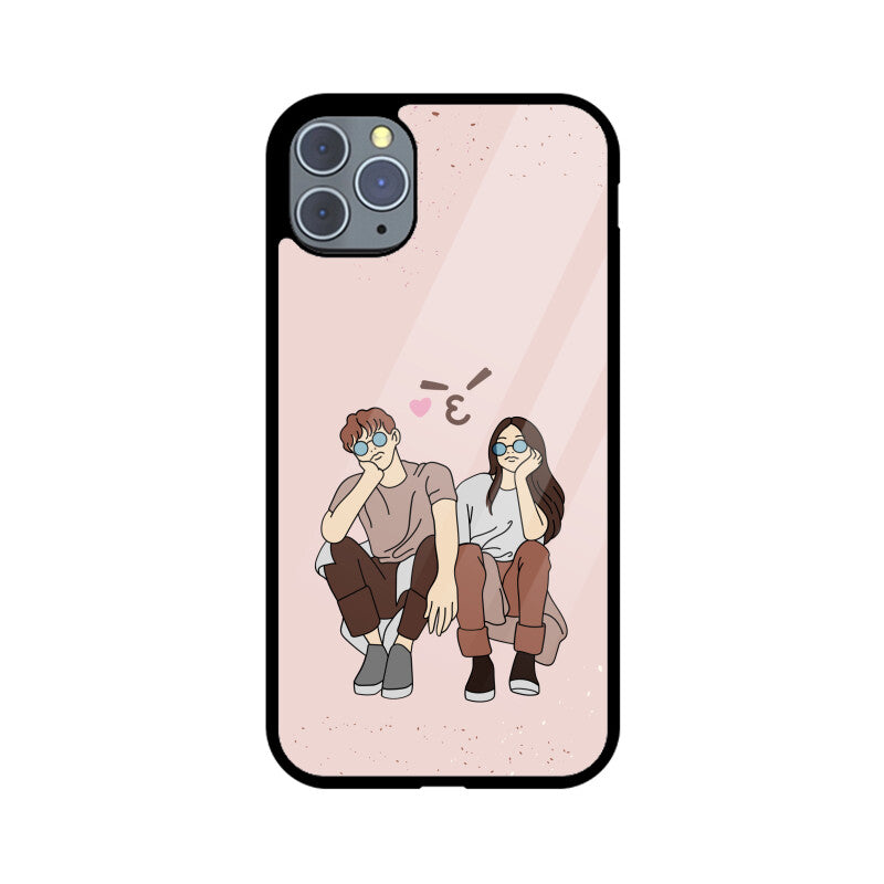 Minimal Pink & Brown Romantic Couple Phone Case