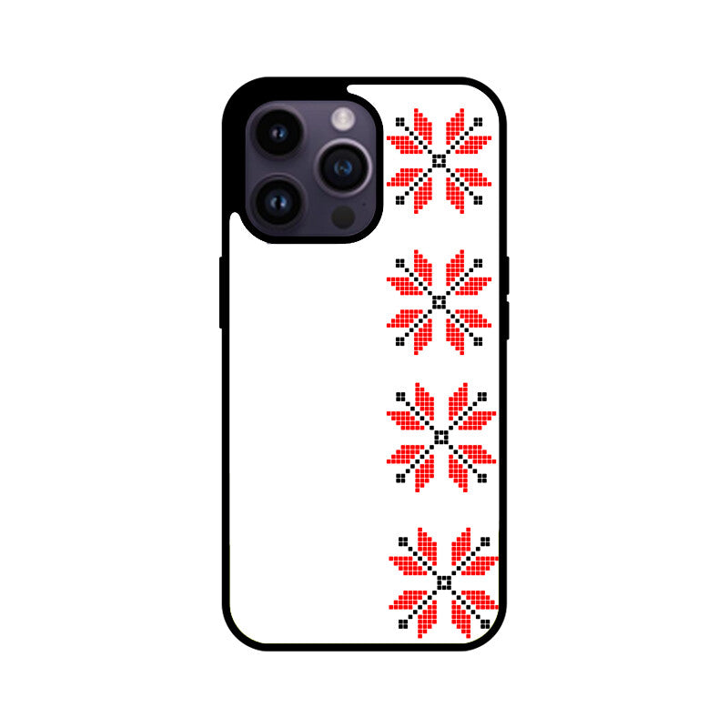 White Red Black Traditional Ukrainian Embroidery Pattern Phone Case