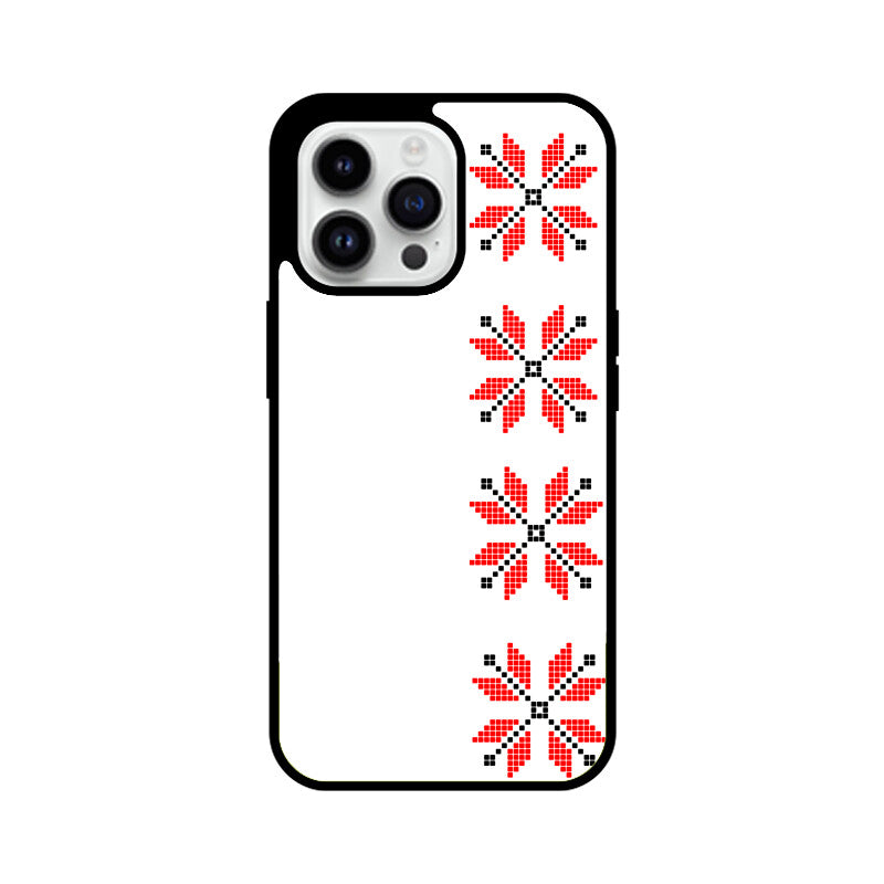 White Red Black Traditional Ukrainian Embroidery Pattern Phone Case