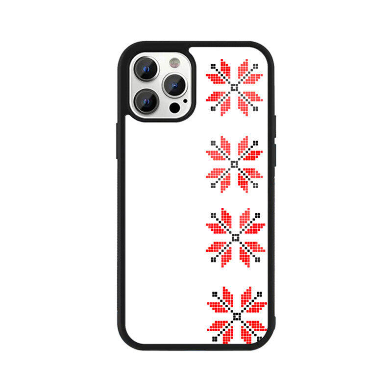 White Red Black Traditional Ukrainian Embroidery Pattern Phone Case