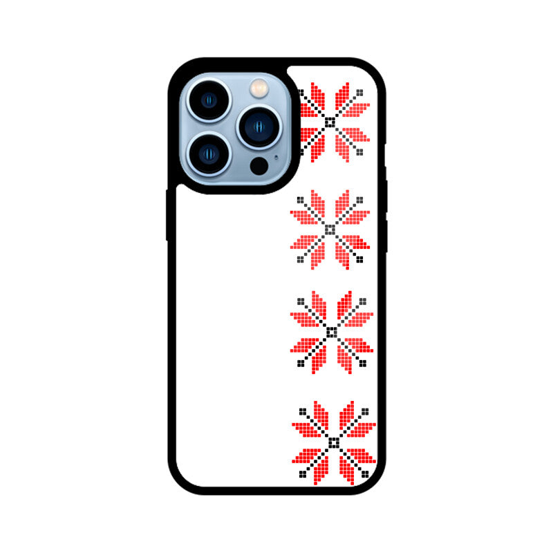 White Red Black Traditional Ukrainian Embroidery Pattern Phone Case