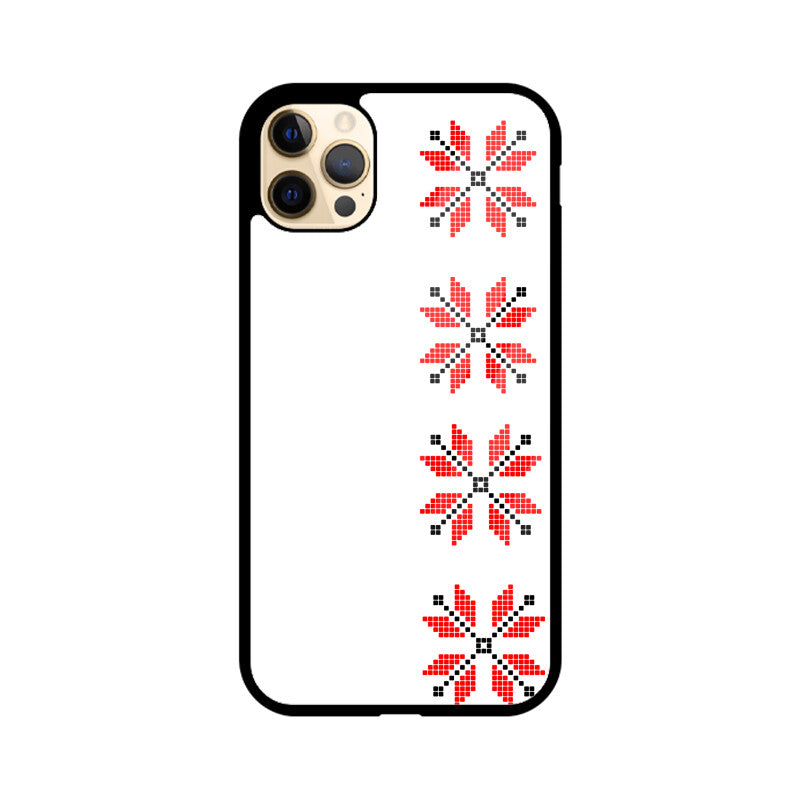 White Red Black Traditional Ukrainian Embroidery Pattern Phone Case