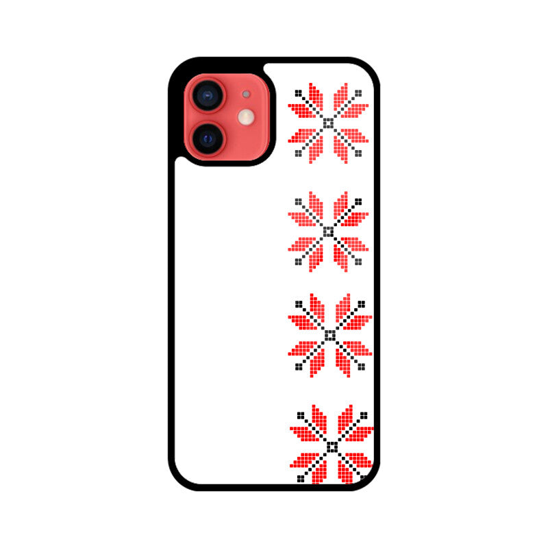 White Red Black Traditional Ukrainian Embroidery Pattern Phone Case