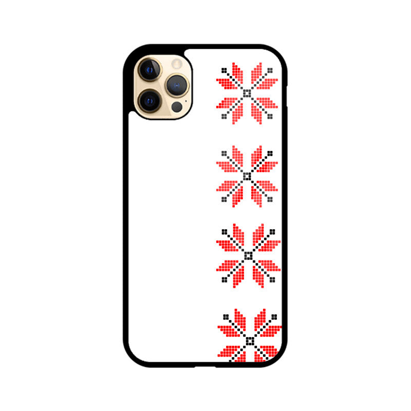 White Red Black Traditional Ukrainian Embroidery Pattern Phone Case