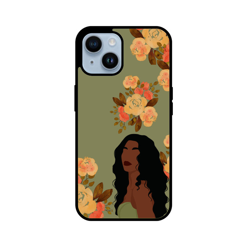 Green Floral Woman Phone Case