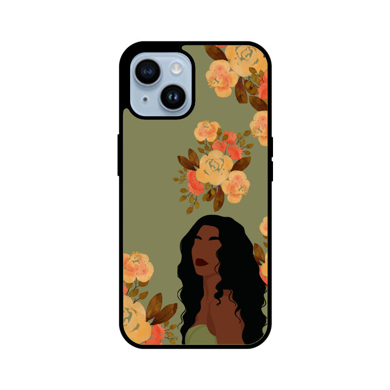 Green Floral Woman Phone Case