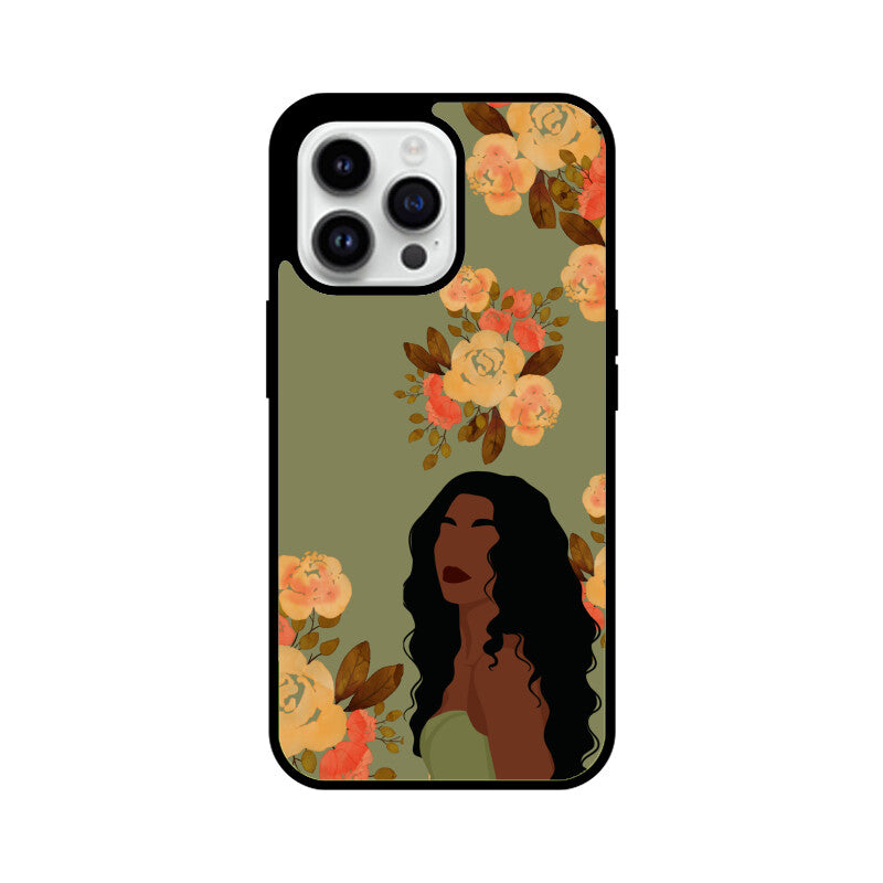 Green Floral Woman Phone Case