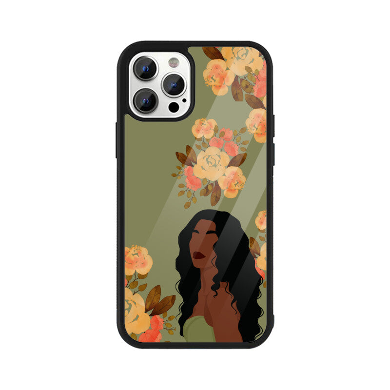 Green Floral Woman Phone Case