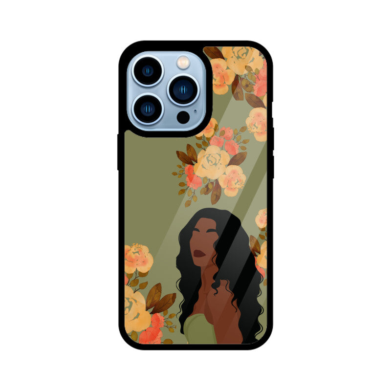 Green Floral Woman Phone Case