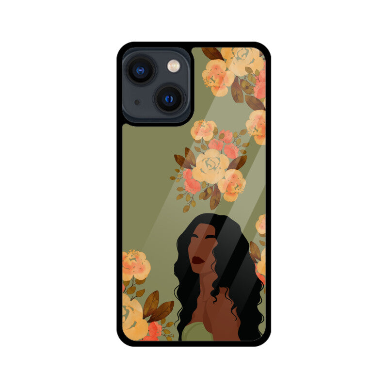 Green Floral Woman Phone Case