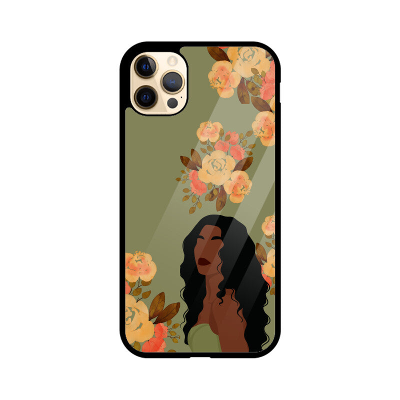 Green Floral Woman Phone Case