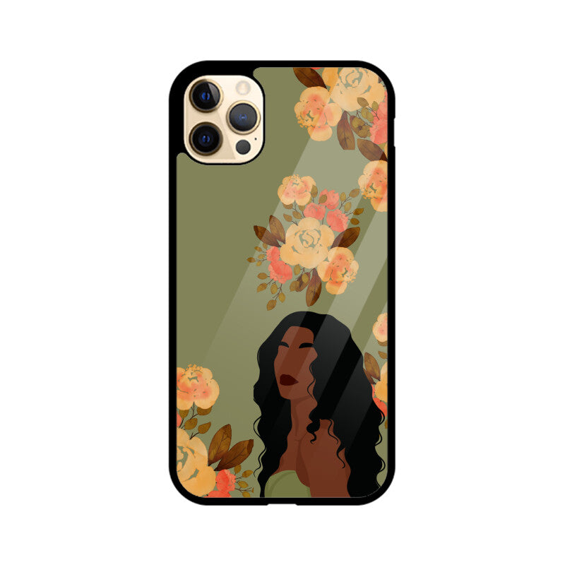 Green Floral Woman Phone Case
