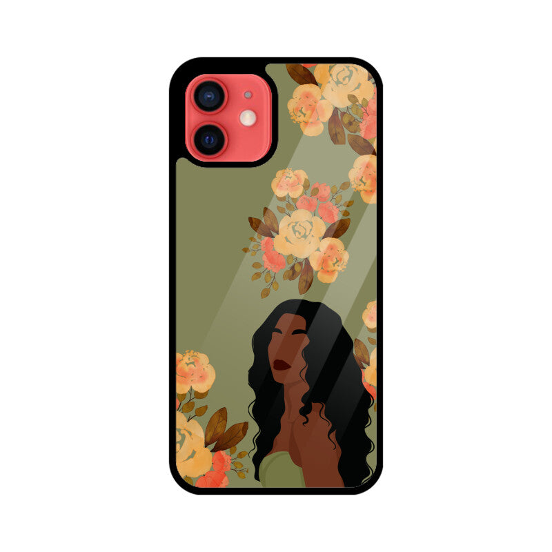 Green Floral Woman Phone Case