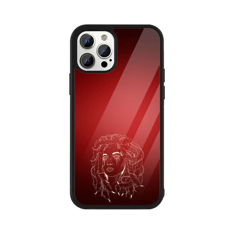 Deep Red Line Art Female Gorgon Face Phone Case