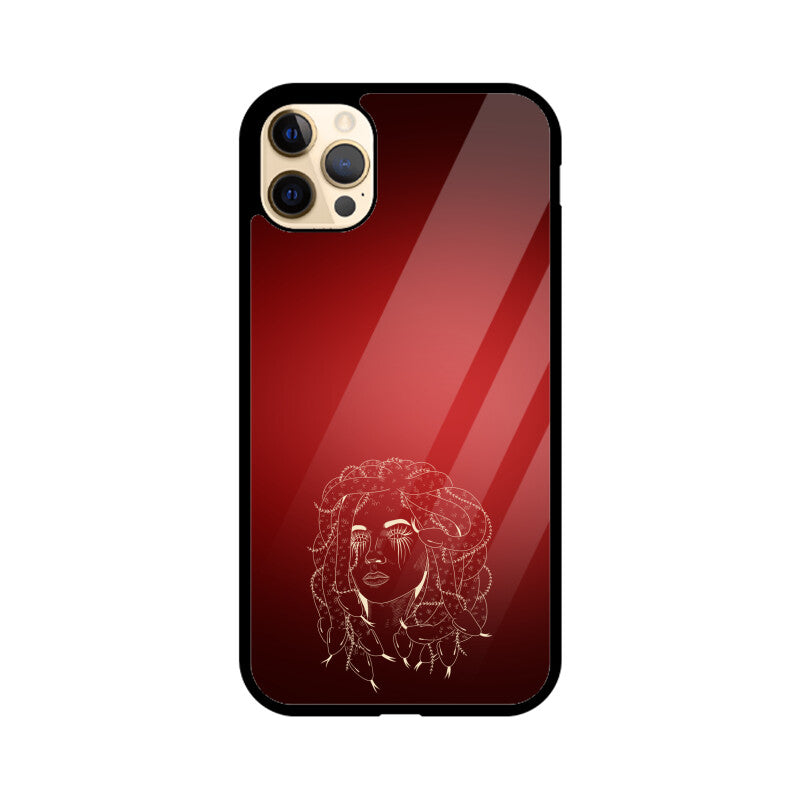 Deep Red Line Art Female Gorgon Face Phone Case