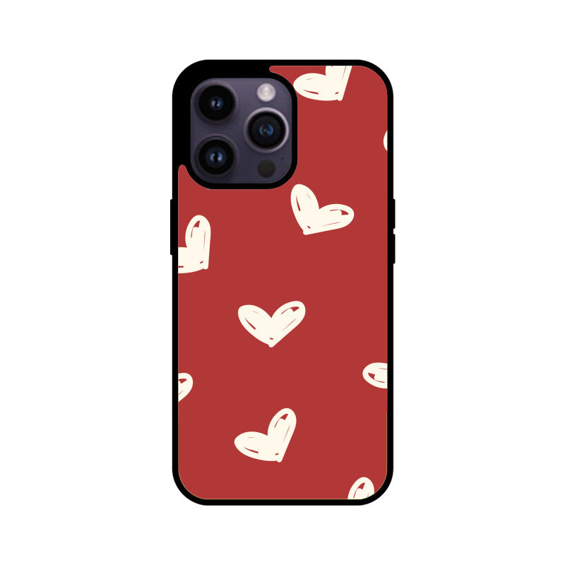 Red Beige Cute Valentine's Day Hearts Pattern Phone Case
