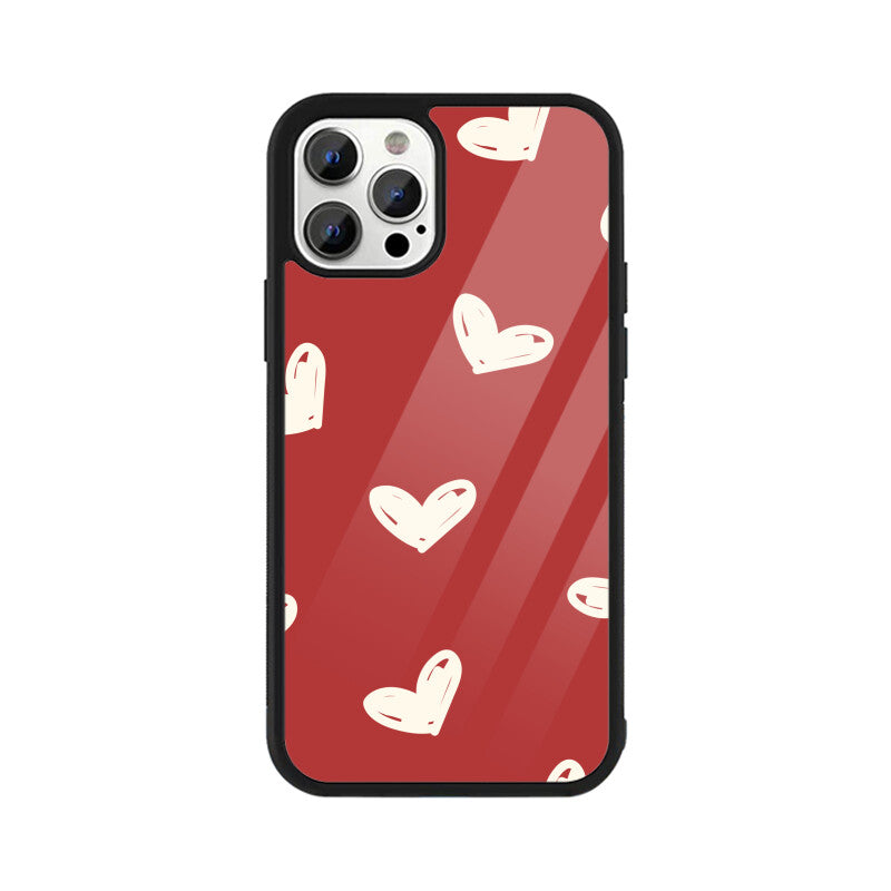 Red Beige Cute Valentine's Day Hearts Pattern Phone Case