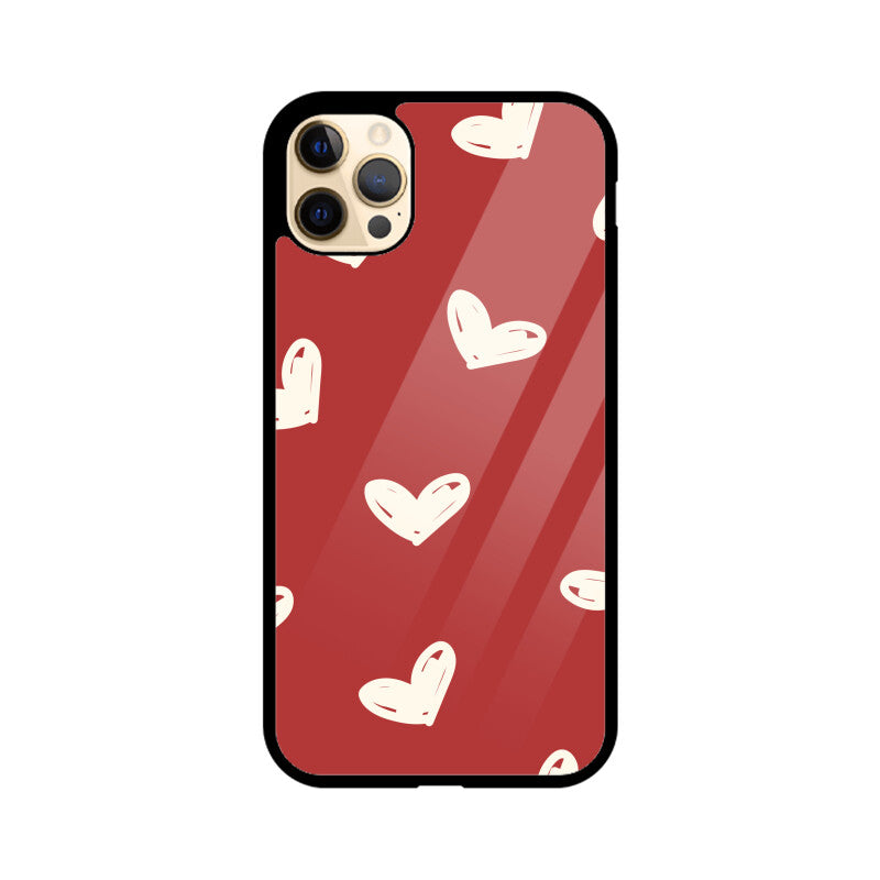 Red Beige Cute Valentine's Day Hearts Pattern Phone Case