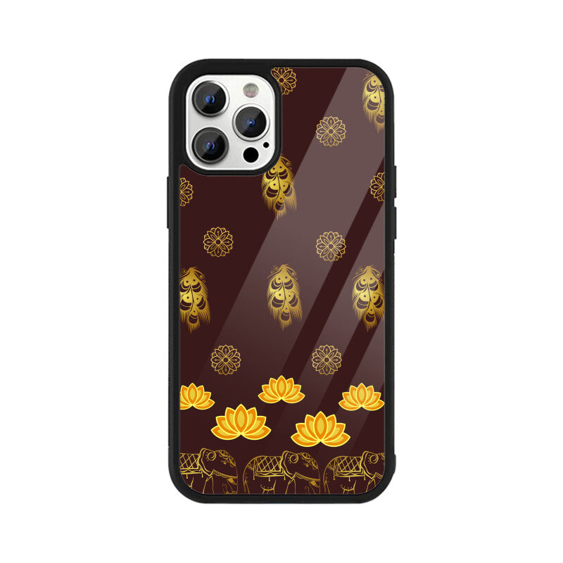 Royal Indian Art Elephant and Lotus Printed Motifs Phone Case