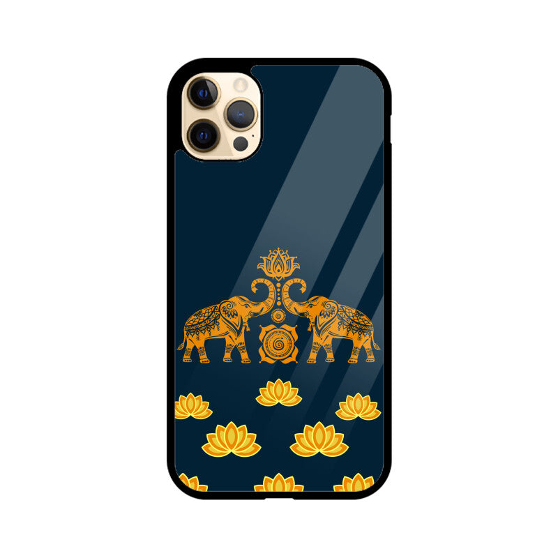 Royal Indian Art Elephant and Lotus Motifs in Blue Phone Case