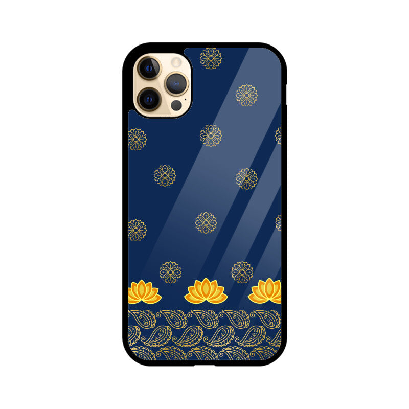 Royal India Art Blue and Gold Lotus paisley printed motifs Phone Case
