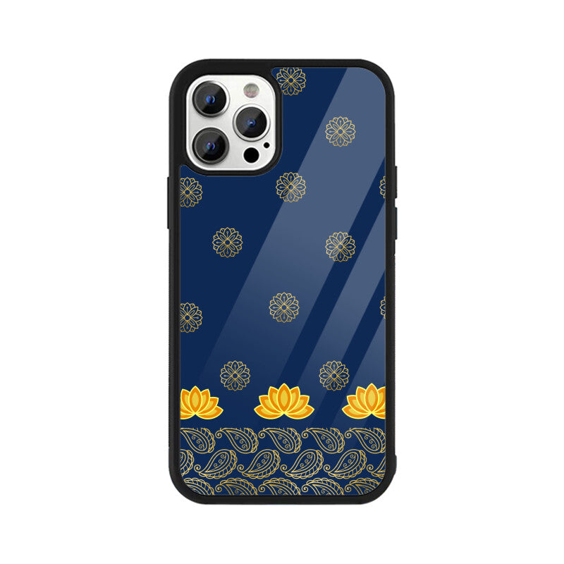 Royal India Art Blue and Gold Lotus paisley printed motifs Phone Case