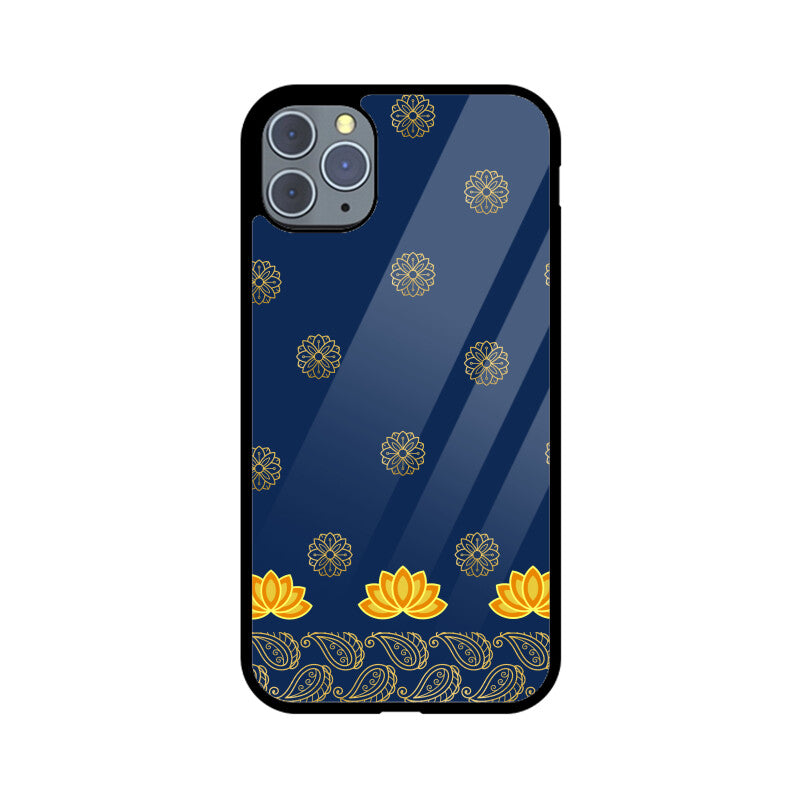 Royal India Art Blue and Gold Lotus paisley printed motifs Phone Case
