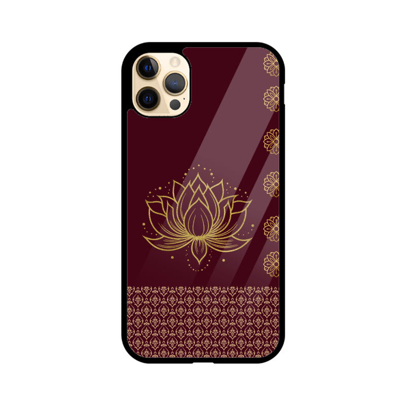Royal India Art Maroon and Gold Lotus Printed Phone Case