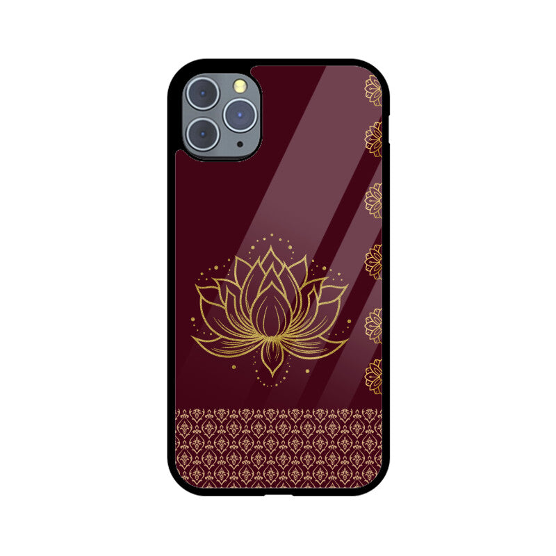 Royal India Art Maroon and Gold Lotus Printed Phone Case