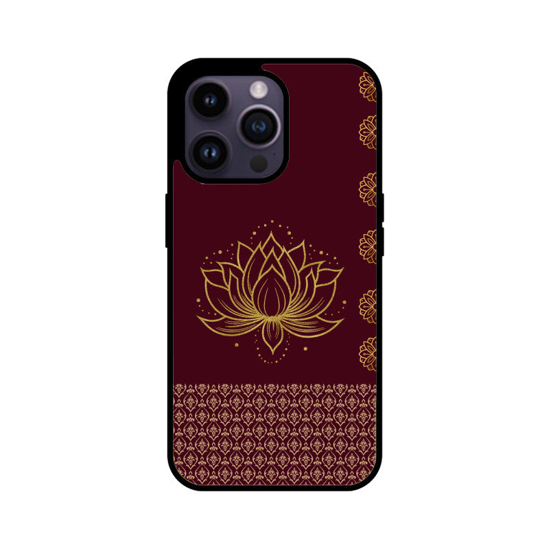 Royal India Art Maroon and Gold Lotus Printed Phone Case