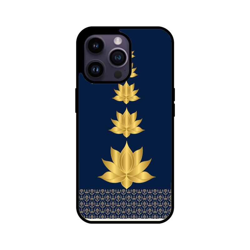 Royal India Art Blue and Gold Lotus Printed Phone Case
