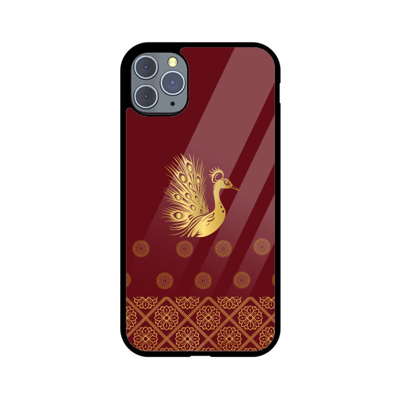 Royal India Art Gold and Maroon Peacock Phone Case